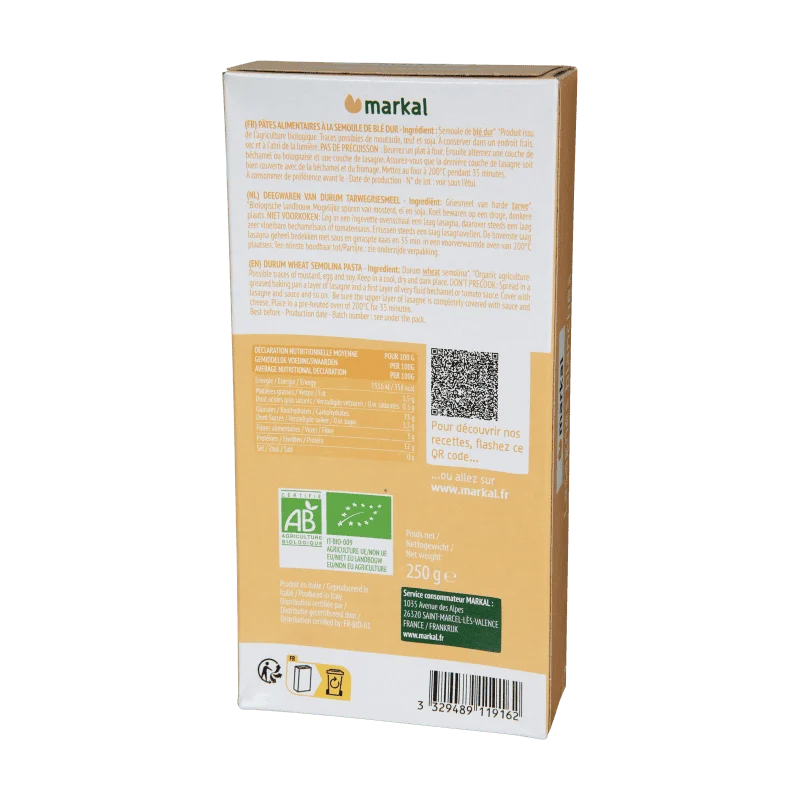 MARKAL -- Lasagnes blanches 250g