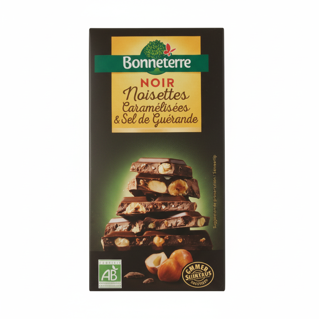 Chocolat noir noisettes caramel sel