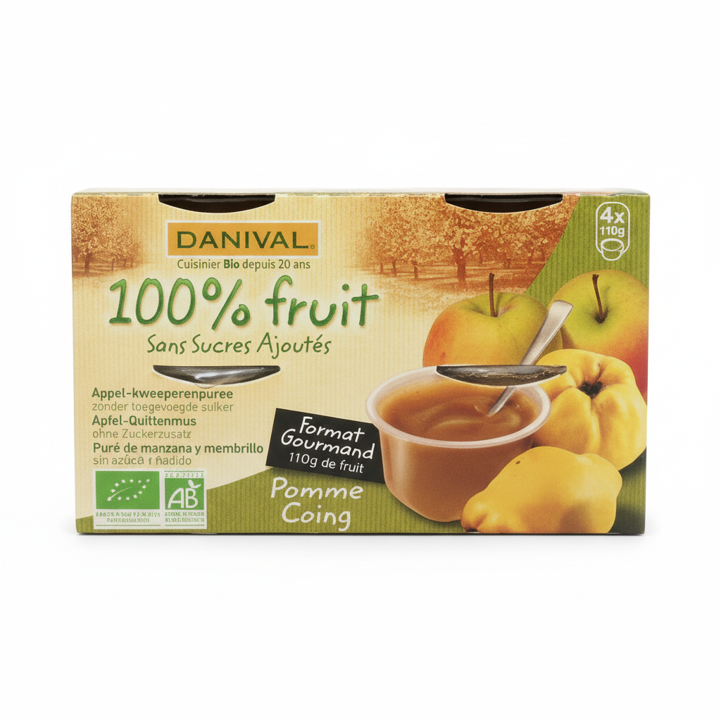 DANIVAL -- Dessert de fruits pomme coing 4x100g