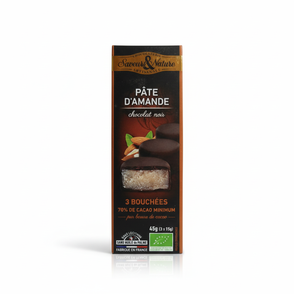 3xbouchées choco. noir pâte d'amande 45g