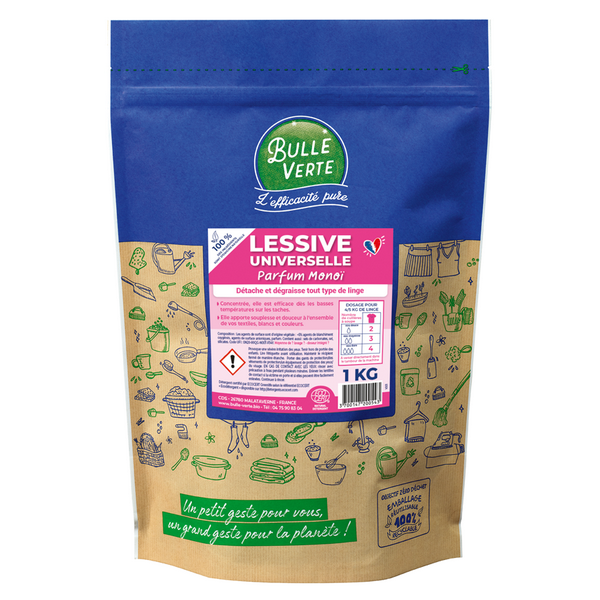 Bulle Verte -- Lessive poudre universelle au monoï - 1 kg