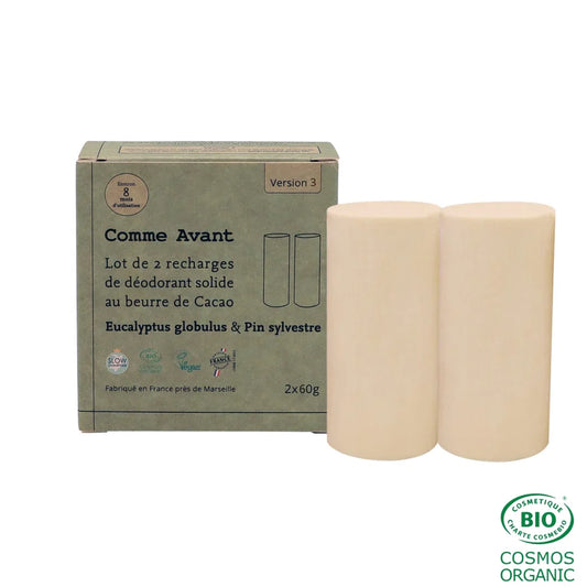 Comme Avant -- Recharge déodorant solide eucalyptus & pin sylvestre - lot de 2