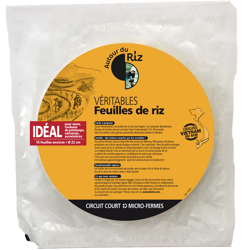 Autour du riz -- Feuilles de riz blanc bio - 22 cm - 150 g