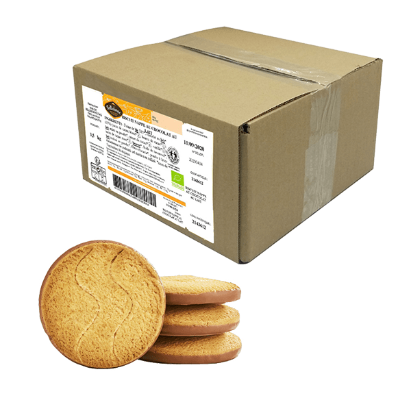 Belledonne -- Biscuit nappé chocolat au lait bio - vrac 1,5 kg (env. 56 biscuits)